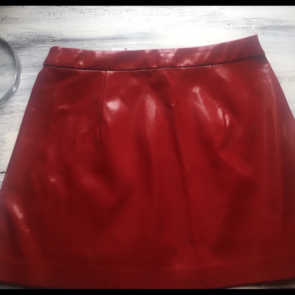 Sexy fun Red faux leather skirt. Between a M and L